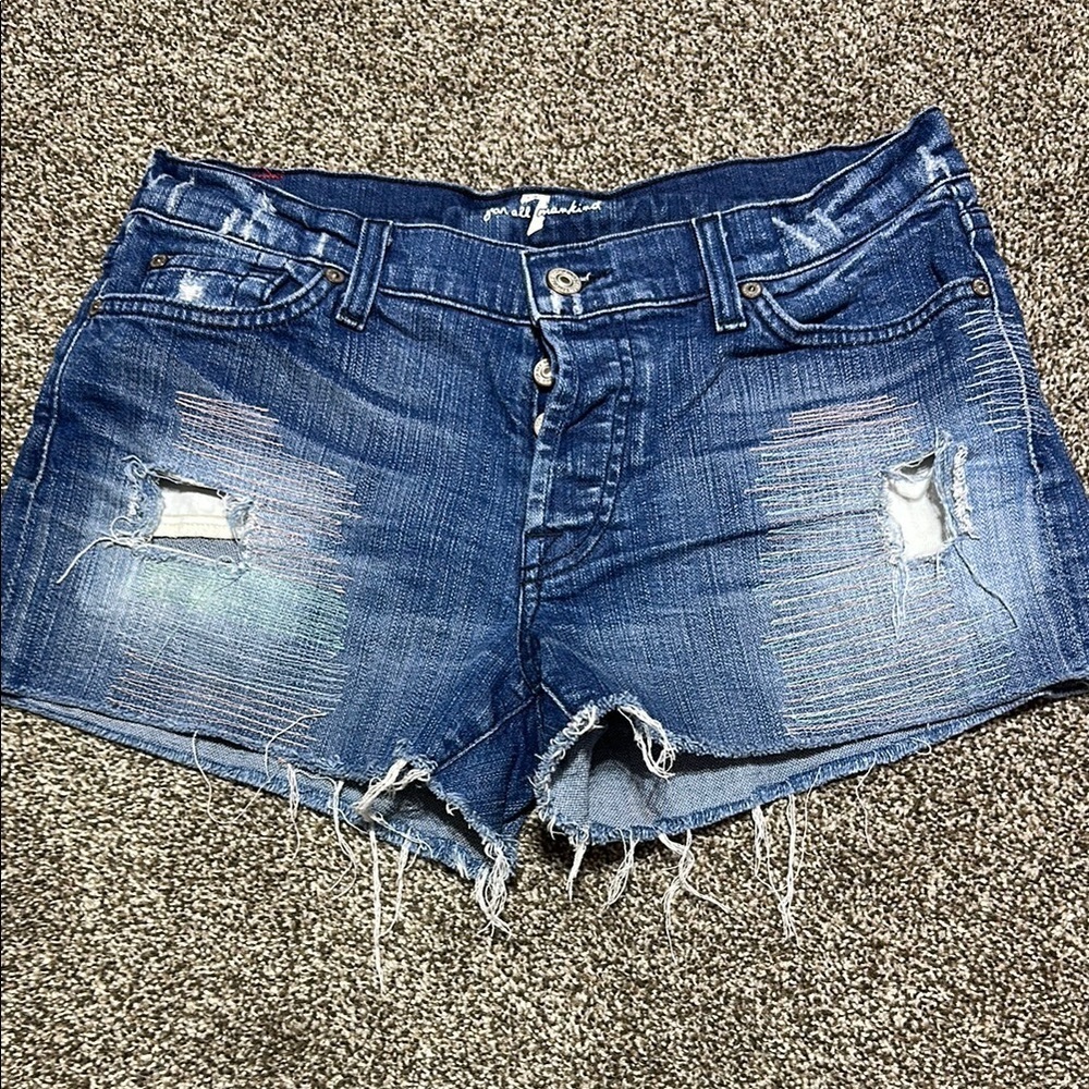 7 for all mankind Denim Distressed Women's Shorts size 27 - Picture 9 of 14